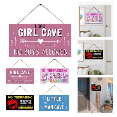 Vintage Wooden Warning Wall Sign