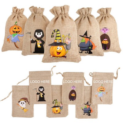 Halloween Burlap Drawstring Gift Bag