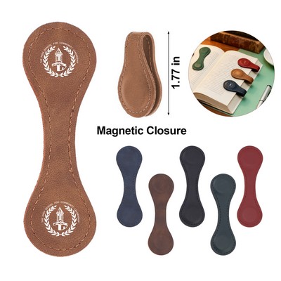 Vintage Pu Leather Magnetic Bookmark