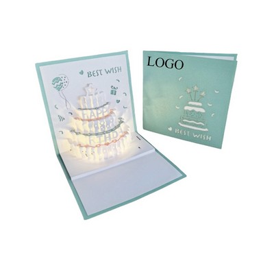 Recordable 3D Pop Up Paper Birthday Card With Music Cake Design