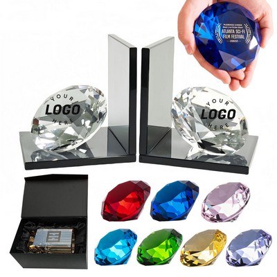 Black Crystal Bookends with Clear Diamond 1 Pair