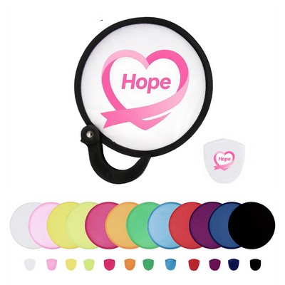 Round Foldable Nylon Flying Disc Fan Summer Collapsible Hand Fan With Bag For Events Ads