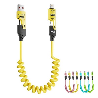Retractable 4" 1 USB Fast Charging Cable 65W