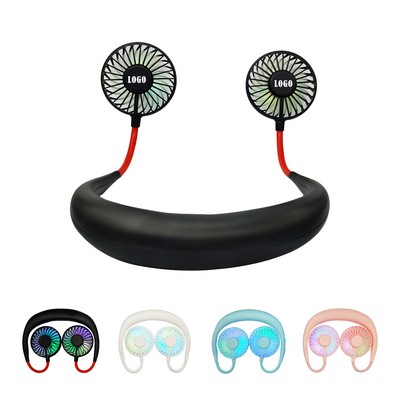 USB Rechargeable LED Glowing Neckband Fan