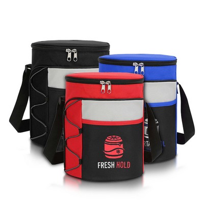 Barrel-Shaped 14-Can Insulated Cooler Bag