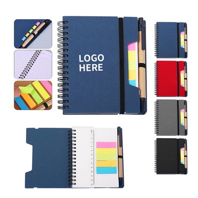 Spiral Bound Journal with Sticky Notes & Pen