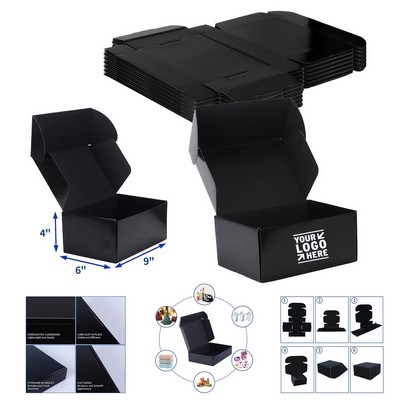 Black Sturdy 9x6x4" Small Business Cardboard Mailer Gift Box for Shipping Packaging
