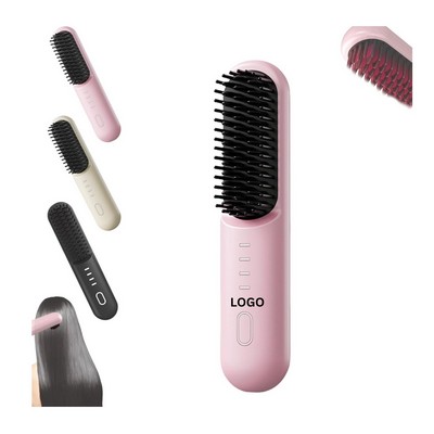 Portable Cordless Hair Straightener Brush - Rechargeable Mini Styling Comb