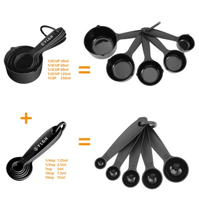 10 Pieces Plastic Measuring Cups Spoons