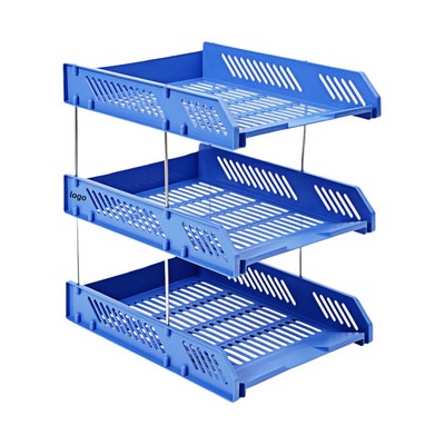 3 Tier Metal Wire Mesh Office Organizer with Drawer Style Compartments