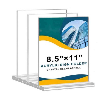 Clear Acrylic T Shape Octagon Table Tent Card Holder with Slide Insert