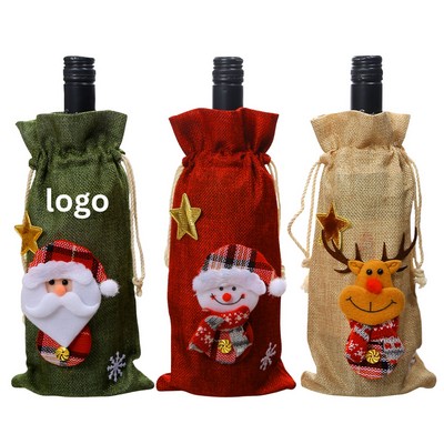 Festive Character Burlap Wine Gift Tote (Assorted Styles)