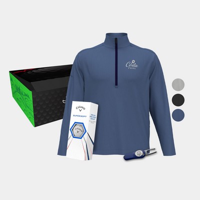 Callaway® Men's Houndstooth 1/4-Zip Pullover, Supersoft Golf Balls & Pitchfix® Divot Tool Gift Set