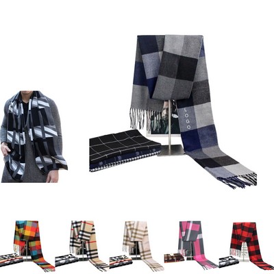 Warm Faux Cashmere Scarf with Tassels