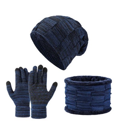 Beanie Hat Scarf Touchscreen Gloves Set