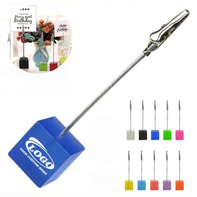 Resin Cube Base Photograph Memo Clips Holder