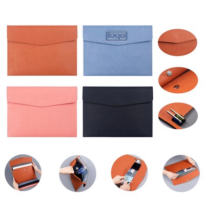 A4 PU Leather Snap Closure Document Folder