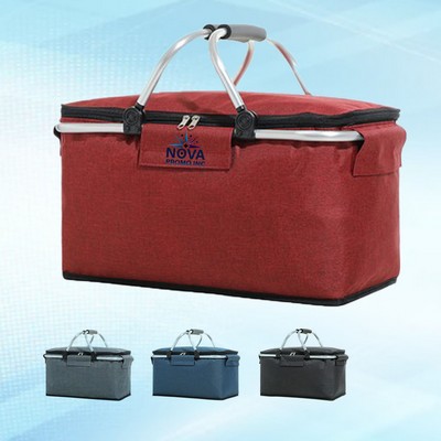 Foldable Insulated Picnic Basket with Cooler Function for Convenient Outdoor Meal Storage