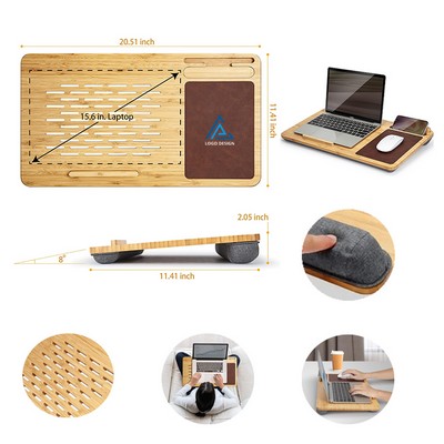 Bamboo Laptop Stand Desk With Cushion