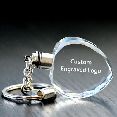 Heart-shaped LED Crystal Keychain
