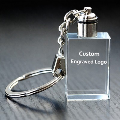 Rectangular LED Crystal Keychain