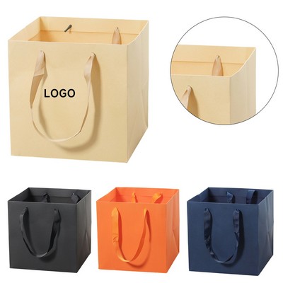 Square Paper Bag with Ribbon Handle