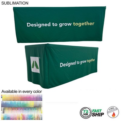 72 Hr Fast Ship - Sublimated PREMIUM Box Style Fitted Table Cloth for 6' Table, 4 sided, Closed Back