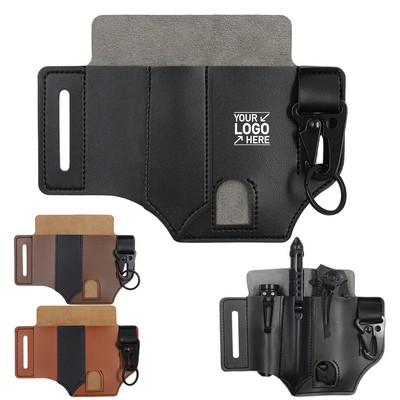 Tactical Belt Sheath for Multitool PU Leather EDC Pocket & Gear Organizer