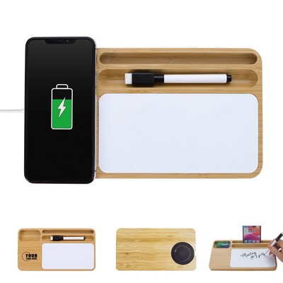 Rectangular Bamboo Desk Writing Board with Wireless Charger