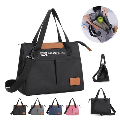 3-Layer Insulated Oxford Cloth Lunch Tote Bag with Shoulder Strap