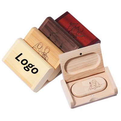 4GB Oval Wooden Flash Drive with Magnetic Box Set