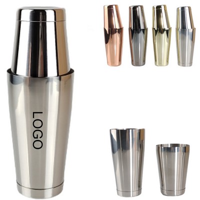 Stainless Steel Cocktail Shaker Boston Cobbler Bar Tool