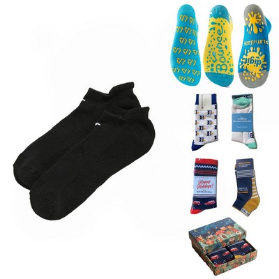 Premium Custom Jacquard Design Flat Knit Athletic Ankle Socks