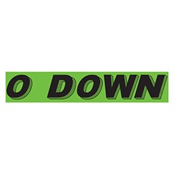 "0 DOWN" Green/Black Rectangle Slogan Vinyl Sticker