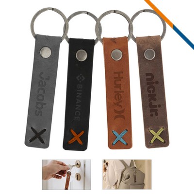 GrainKey Riveted Leather Keychain