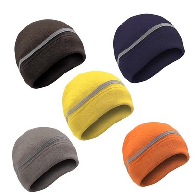 Fleece Lined Warm Beanie with Reflective Strip