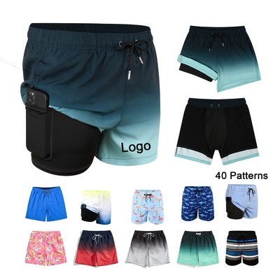 Men's 2" 1 Quick Dry Swim Trunks With Compression Liner