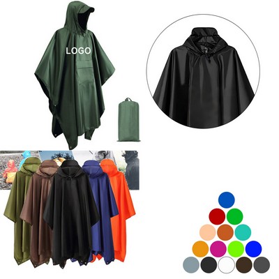 Hooded Rain Poncho with Pocket