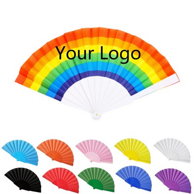 Plastic Rainbow Hand Folding Fans