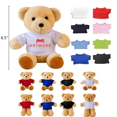 8-11" Posable Plush Teddy Bear with Customizable T-Shirt