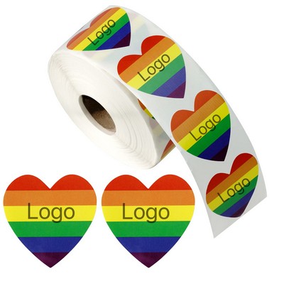 500 Pcs Pride Rainbow Heart Stickers