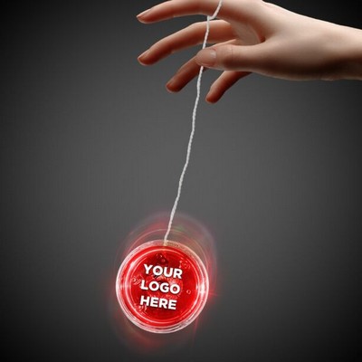 2" Pad Printed Light-Up Red & Clear Yo-Yo w/Red LED