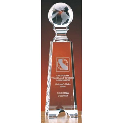 Globe Gate Tower Optic Crystal Award (2½"x 9")