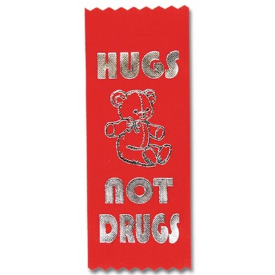 2"X5" Stock Drug Free "Hugs not Drugs" Ribbon