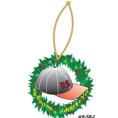 Baseball Cap Wreath Ornament w/ Black Back (4 Square Inch)