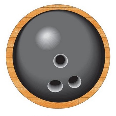 Gray Bowling Ball Round Badge w/ Bar Pin (2.5" Diameter)