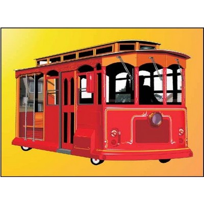Cable Car Rectangle Badge w/ Bar Pin (2 1/2"x3 1/2")