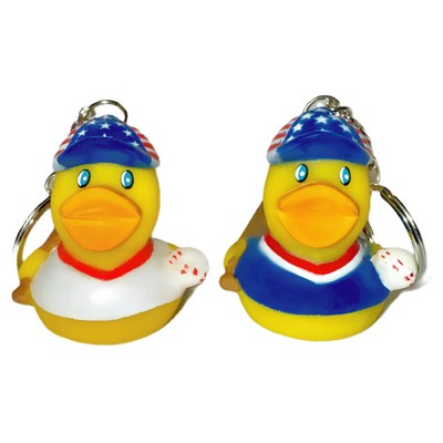 Rubber Patriotic Baseball Duck Keychain©