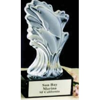 Hand Blown Glass Dolphin Family Award