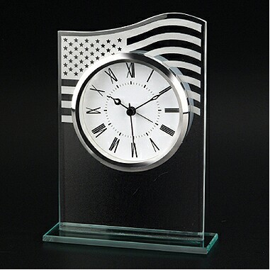 U.S. Flag Glass Clock (Screened)